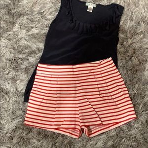 Red and white striped shorts